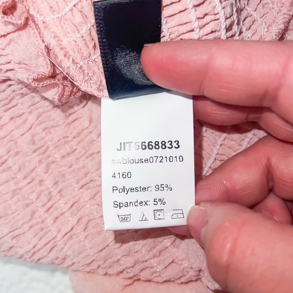 SHEIN Women’s Flounce Sleeve Off Shoulder Frill Trim Drawstring Top | L - Picture 7 of 9